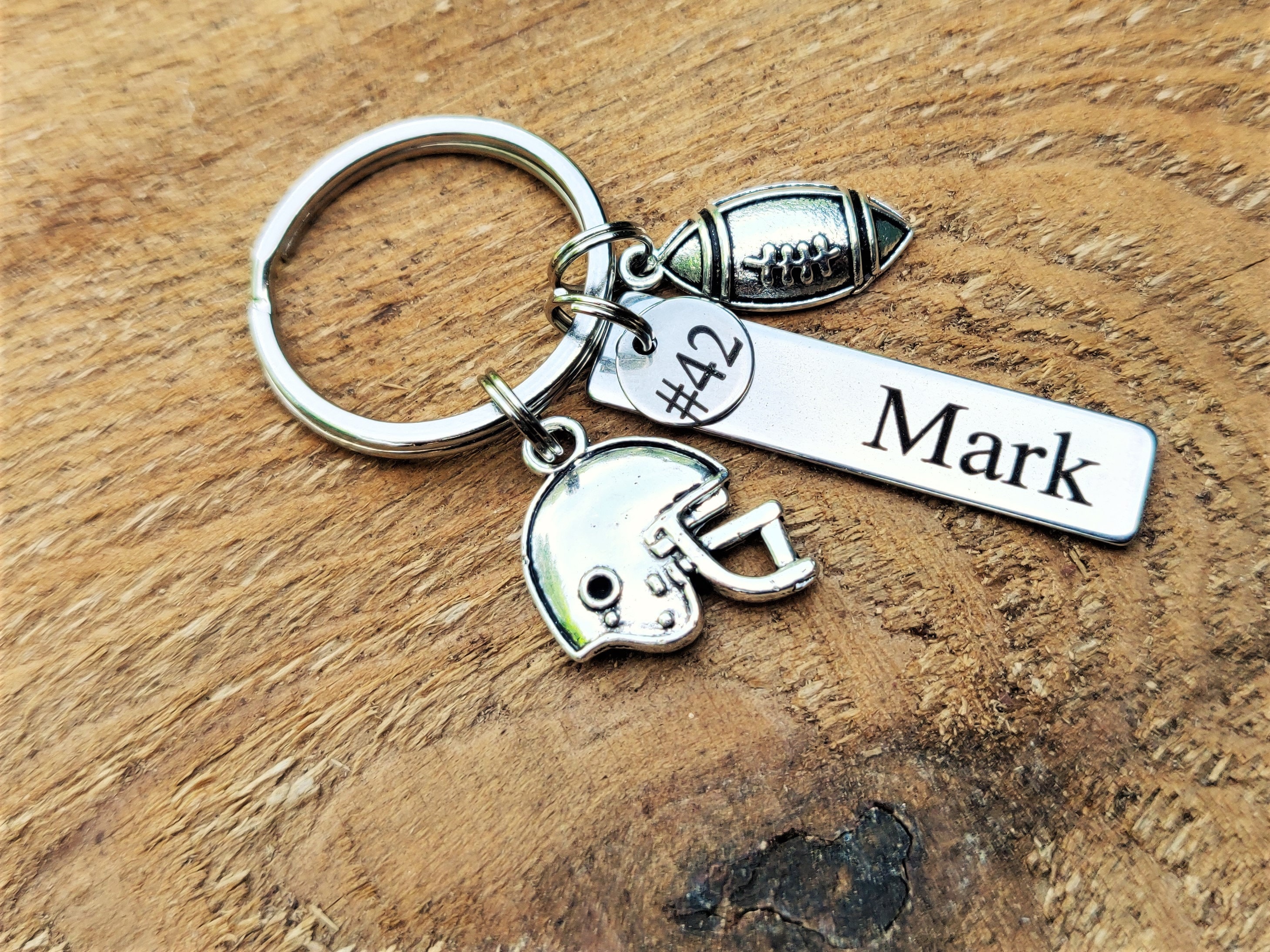 Football Team Gifts Personalized Football Key Chain Football Etsy