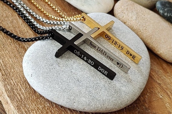 Personalized Cross Necklace Men 