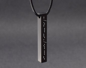 Collana con codice Morse per uomo Ti amo ciondolo con messaggio nascosto cordoncino in pelle Gioielli con codice morse inciso personalizzato Regalo amante segreto uomo