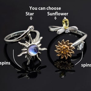 Fidget Sunflower Ring To My Granddaughter Daughter Rings Rotate Spinning Anti Stress Relief Anxiety image 3