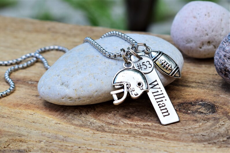 Football Fan Gift Player Number Football Necklace Pendant Etsy