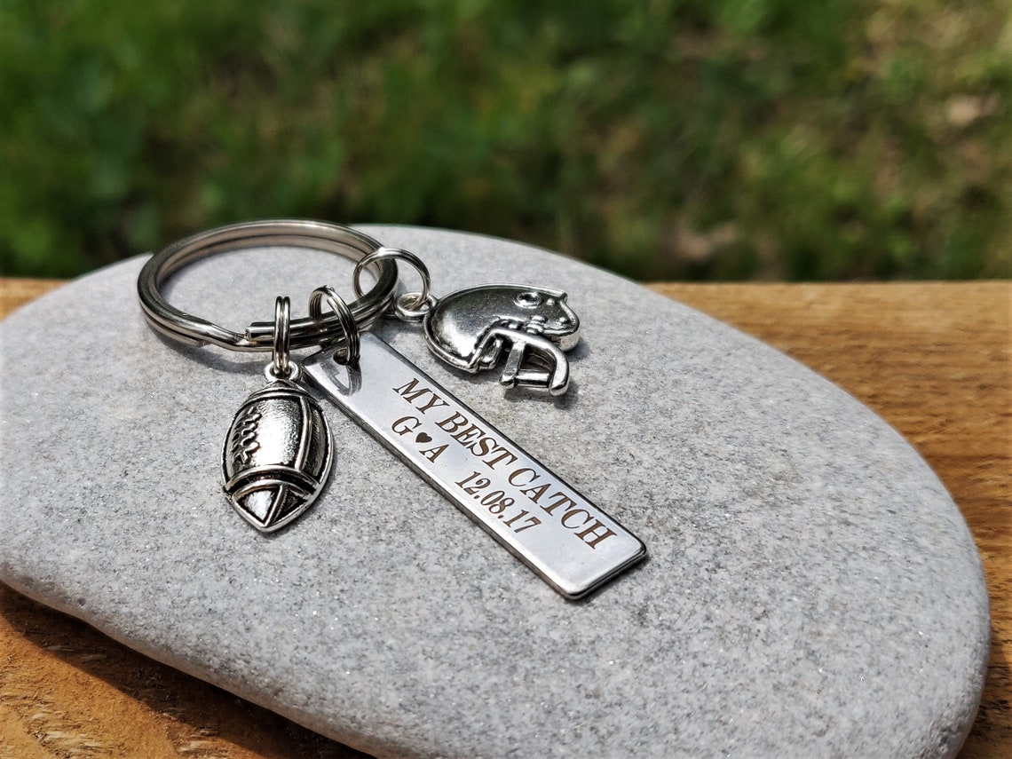 Best Catch Keychains Rugby Keychain Personalized Keychain Etsy