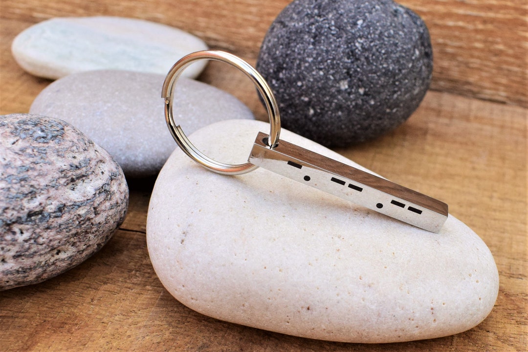 Morse Code Keychain Men Secret Message Keychain Custom Morse Code Key