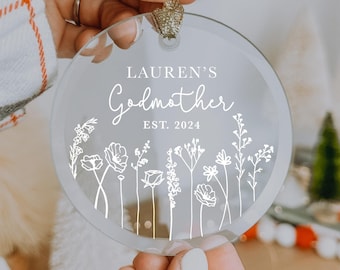 Personalized Godmother Ornament, God Mother Gift, Christmas Ornament, Godmother Proposal, God Parents Ornament