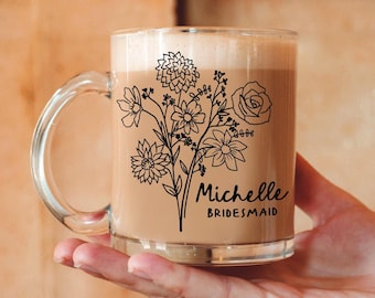 Bridesmaid Proposal Mug - Wildflower Custom Name Mug - Matron Maid of Honor Mug - MOTB Gift