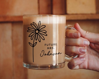 Future Mrs Gift Bride To Be Mug Personalized Future Mrs Gift Floral Bride Mug Engagement Gift Bridal Shower Gift - DAISY