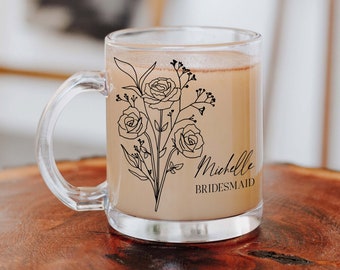 Personalizowany kubek Róża Personalizowany prezent dla druhny i druhny // Kubek z różą w kolorze czerwcowym