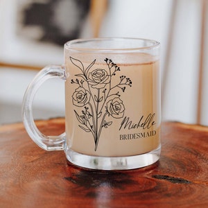 Personalized Mug Rose Customizable Bridesmaid Maid of Honor Gift Flower Mug // June Flower Rose Mug