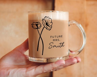 Engagement Gift Future Mrs Mug Bride To Be Mug Personalized Future Mrs Gift Floral Bride Mug Bridal Shower Gift - Two Flowers