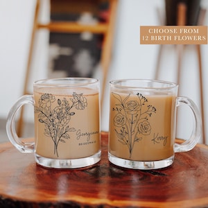 Birth Flower Mug Birth Month Flower Gift Personalized Bridesmaid Gifts Wildflower Mug Flower Mug Customizable Mug Gift Botanicals