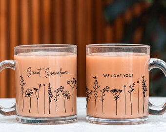 New Great Grandma Gift - Promoted to Grandma Gift - Custom Flower Name Mug - Wildflower Mug