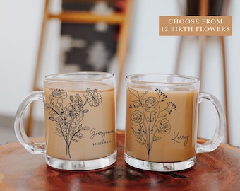 Birth Flower Mug Birth Month Flower Gift Personalized Bridesmaid Gifts Wildflower Mug Flower Mug Customizable Mug Gift Botanicals