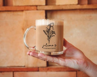 Birth Flower Gift Godmother Mug - Birth Month Flower Mug - Godmother Proposal Baptism Gift