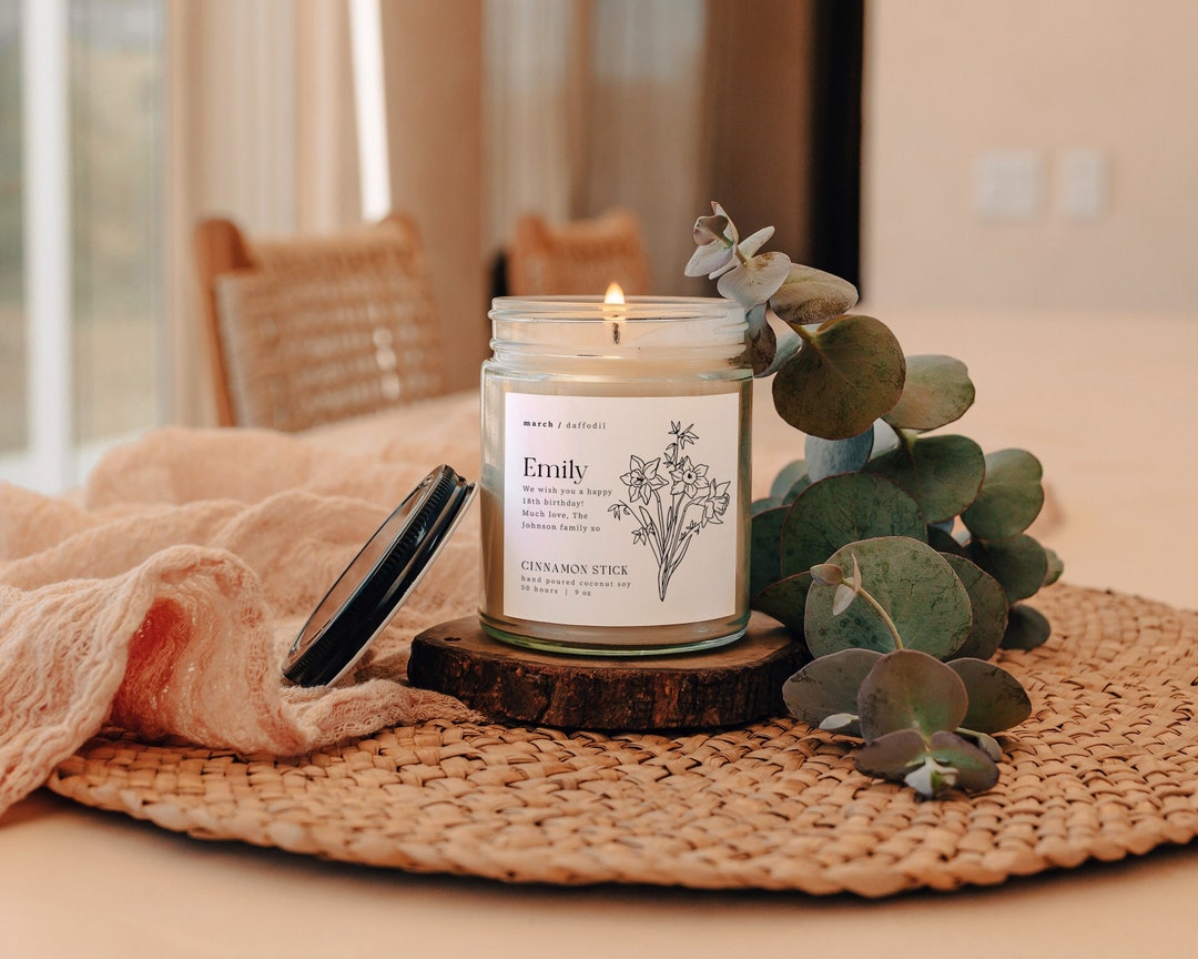 Birth Month Candle Birth Flower Candle Personalized Birth Month Flower