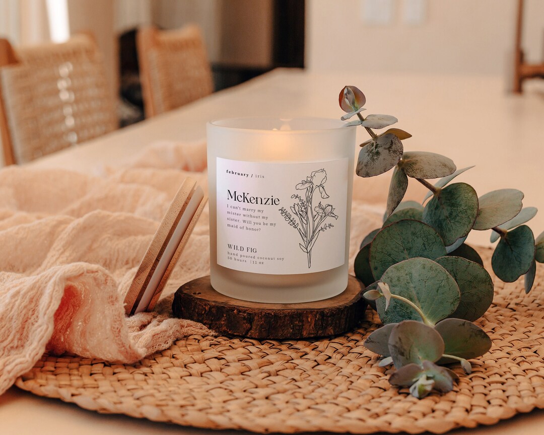 Birth Month Candle Birth Flower Gift Personalized Candle Birth Etsy