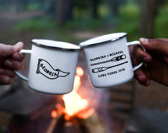 Lake Wedding Favors, Mountain Wedding Party Gift, Camp Mugs Enamel