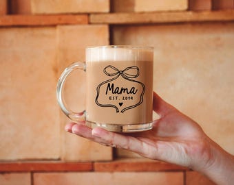 Mother's Day Mug Personalized, Bow Mama Glass Mug