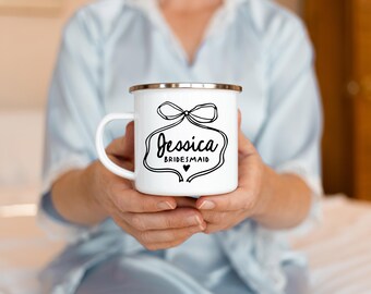 Coquette Bow Mug Personalized, Bow Coffee Cup, Bridesmaid Mug with Name