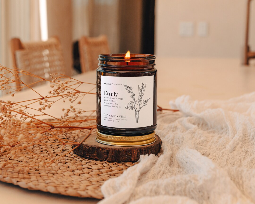 Birth Month Candle Personalized Birth Flower Gift Candle Birth Flower