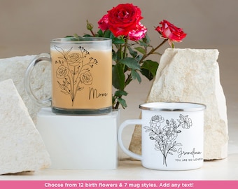 Custom Floral Mug Personalized Gifts For Her Wildflower Mug Flower Mug Customizable Mug Personalise Gift Botanicals
