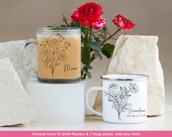 Custom Floral Mug Personalized Gifts For Her Wildflower Mug Flower Mug Customizable Mug Personalise Gift Botanicals - Double Sided Mug