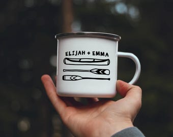 Customizable Canoe Gift, Lake Camping Mug Enamel, Lake Life Gift