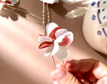 Pique à  chignon fleurs stabilisées — AGATHE blanc terracotta