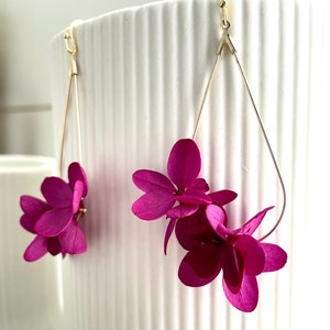 preserved flower earrings--JULIETTE fuchsia magenta