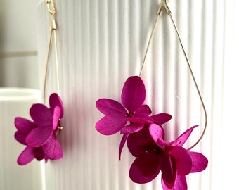 preserved flower earrings--JULIETTE fuchsia magenta