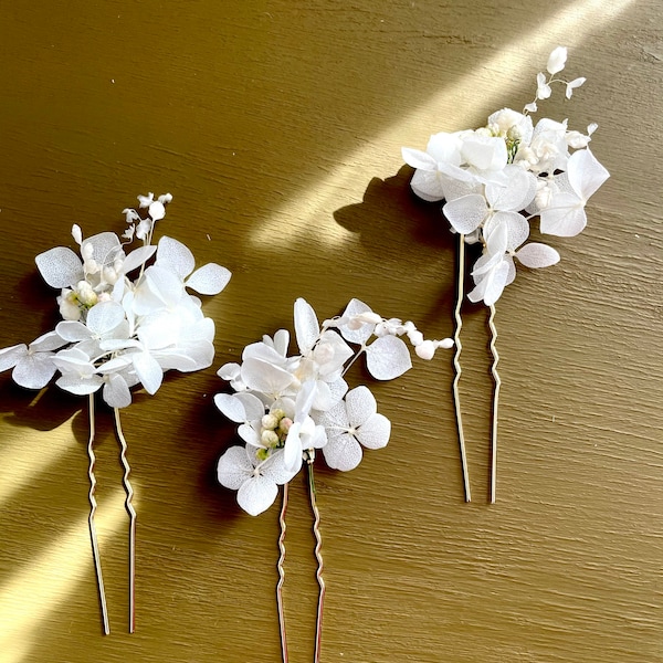 Pique à  chignon fleurs stabilisées — LILY-ROSE blanc