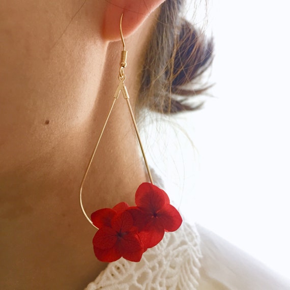 Boucles d’oreilles fleurs stabilisées –JULIETTE rouge