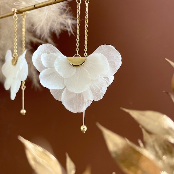 boucles d’oreilles fleurs stabilisées — PIA  blanc