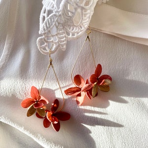 NEW preserved flower earringsJULIETTE rust red terrracotta and gold image 1
