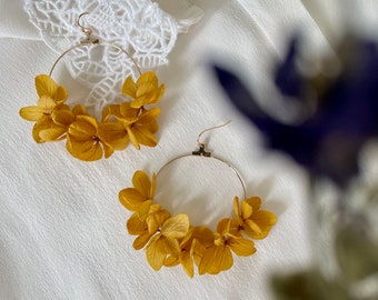 boucles d'oreilles fleurs stabilisées -- ROMY jaune ginkgo