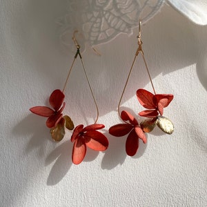 NEW preserved flower earringsJULIETTE rust red terrracotta and gold image 4