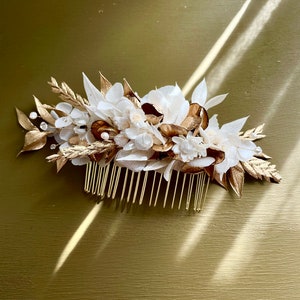 comb stabilized flowers and swarovski and pearls--FIONA ivory white and gold