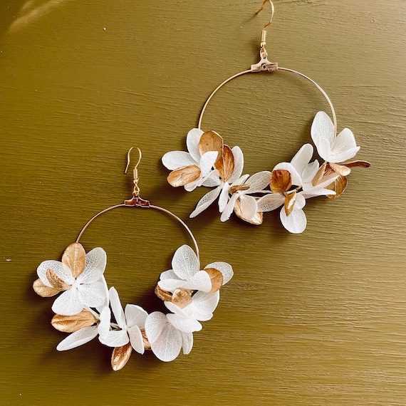 1 Pair Heart Pressed Preserved Fresh Petal Acrylic Earring Daisy Hibiscus  Dried Flower Pendant Dangle Earrings