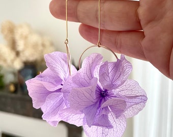 Boucles d'oreilles fleurs stabilisées -- AURÉLIE  violet Lila lavande