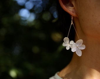 boucles d'oreilles fleurs stabilisées --JULIETTE blanc