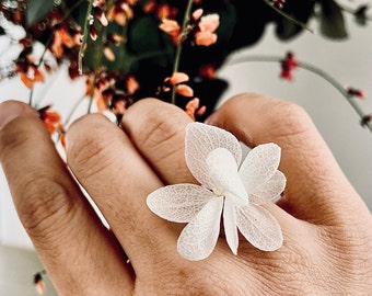 Preserved flower ring--LISA white