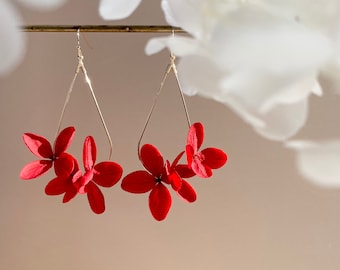 earrings stabilized flowers --JULIETTE red