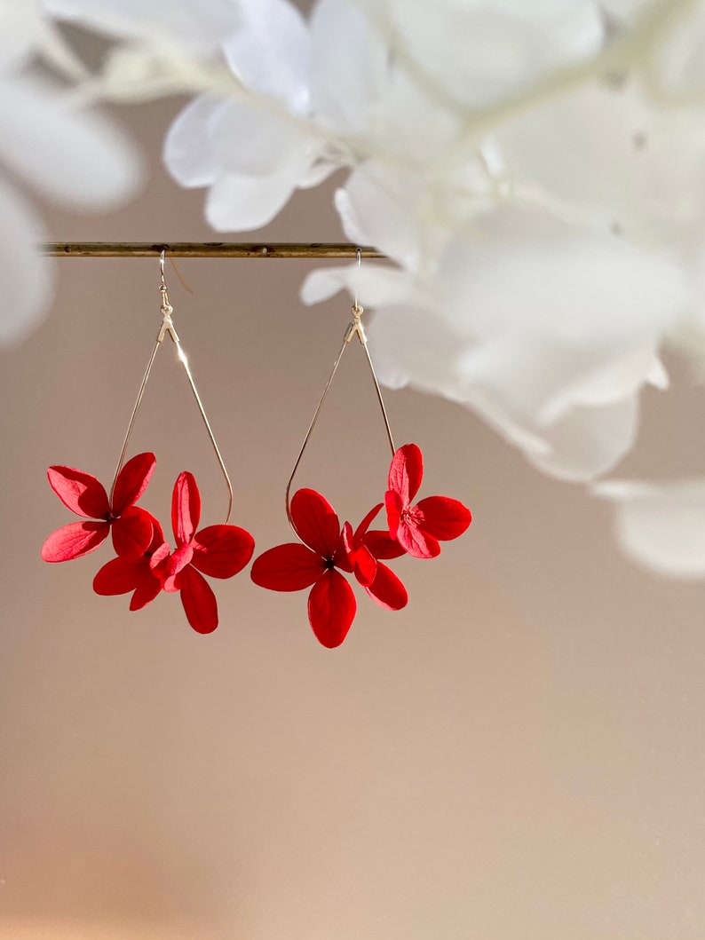 boucles d'oreilles fleurs stabilisées JULIETTE rouge image 3