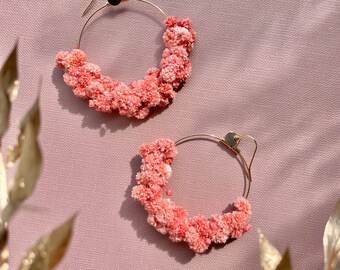 boucles d'oreilles fleurs stabilisées -- COCO rose saumon poudré