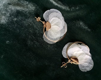 stabilized flower earrings —JEANNE white