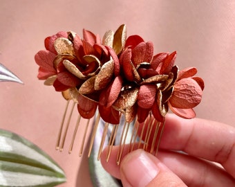 Peine de flores estabilizado -- ÉMILIE terracota y oro