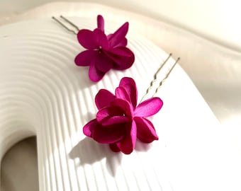 Horquilla de flor preservada — AGATHE fucsia magenta