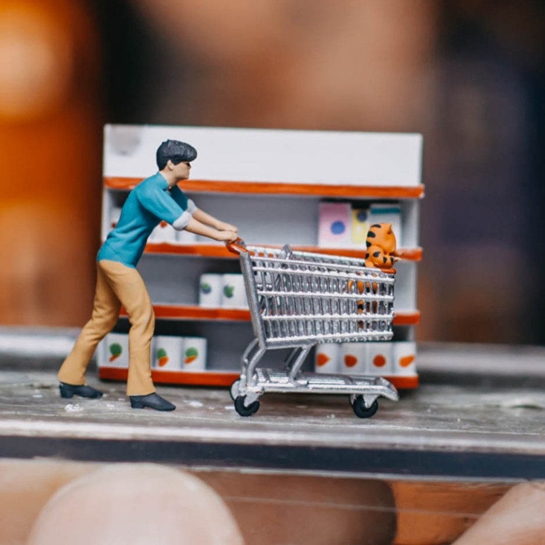 Man Market Shopping Miniature Figures Action Diorama Scale 1:87 Mini ...