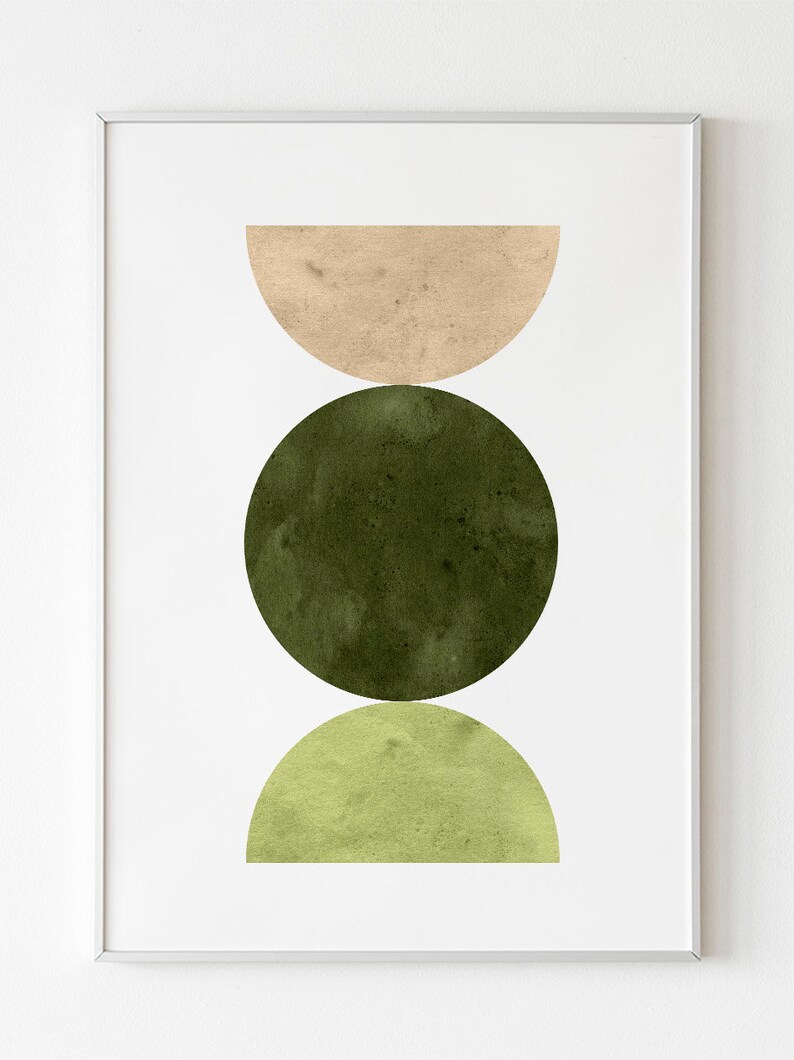 Olive Green Print Downloadable Mid Century Modern Art Etsy