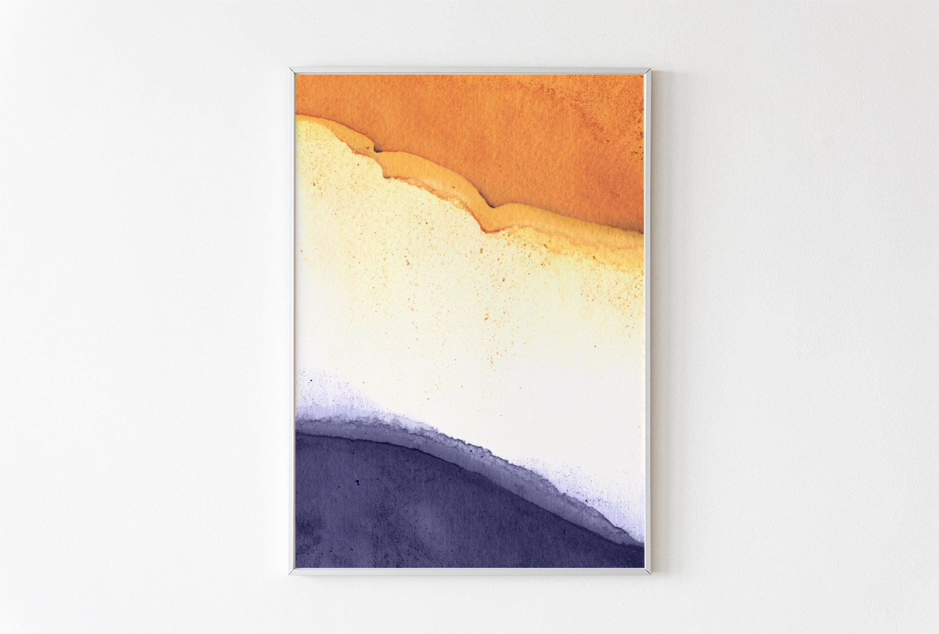 Orange and navy Printable wall art Abstract Watercolor Print Etsy
