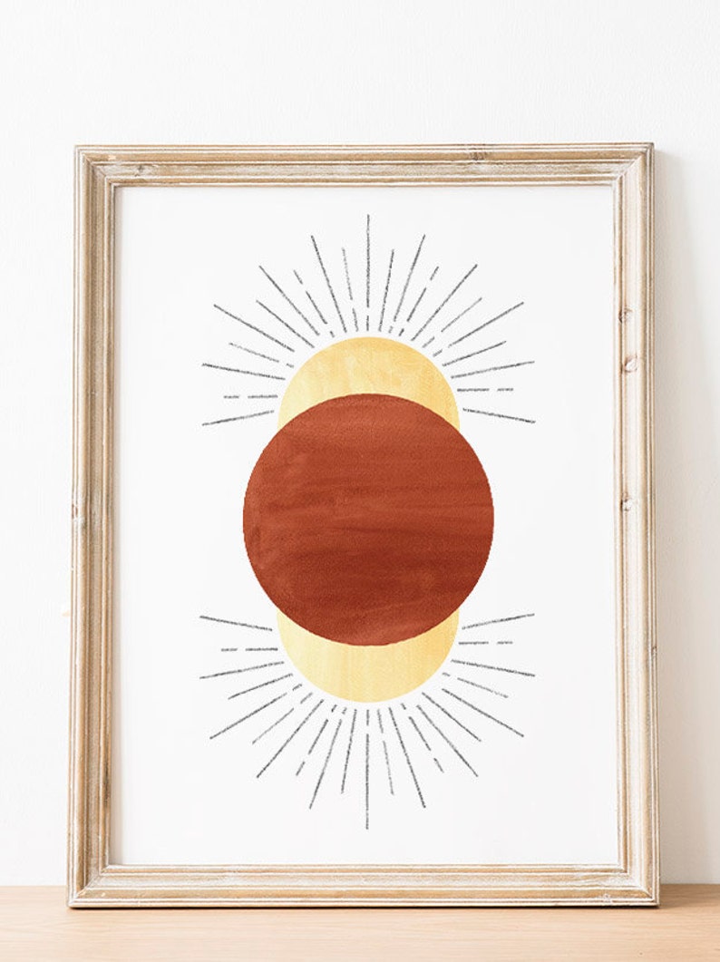 Abstract sun Printable wall art Terracotta Print Digital Etsy
